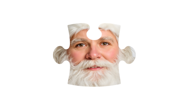 Whimsical santa claus jigsaw puzzle piece isolated on isolated background