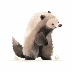 Polar animal on white isolated background, watercolor style, illustrations for children, north pole, winter