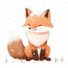 Polar animal on white isolated background, watercolor style, illustrations for children, north pole, winter