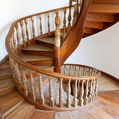 Ornate wooden spiral staircase