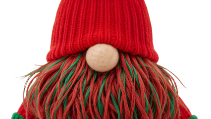 Festive gnome wearing red hat and colorful beard for christmas craft decoration