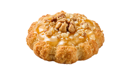 Rustic nut tart with honey glaze on isolated background: a tempting pastry delight for dessert lovers
