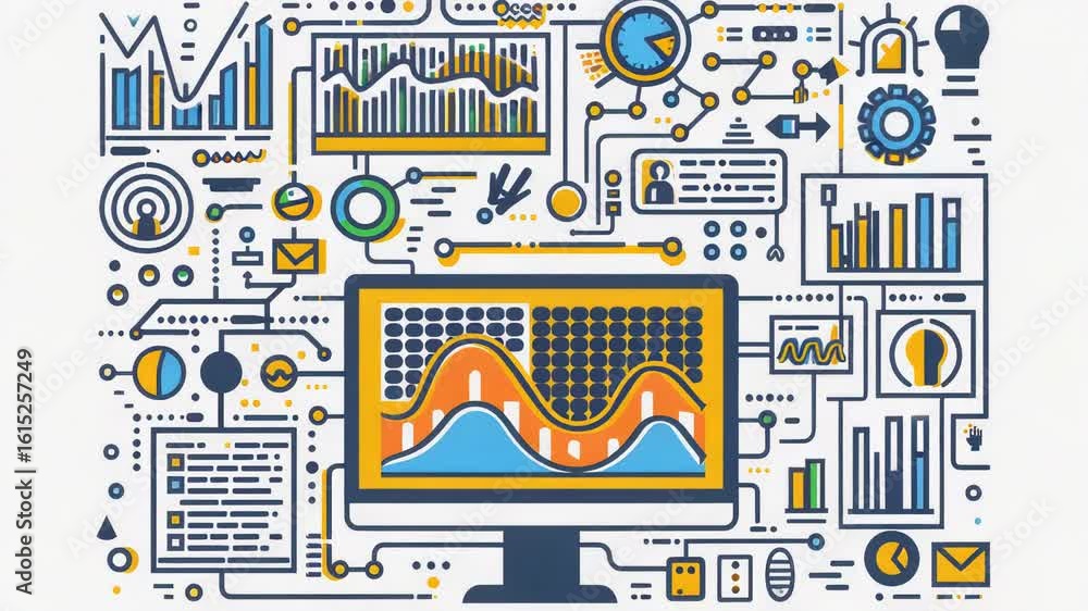 Poster a computer screen showing a chart, ideal for use in educational or business settings
