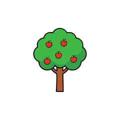 green tree with red flowers