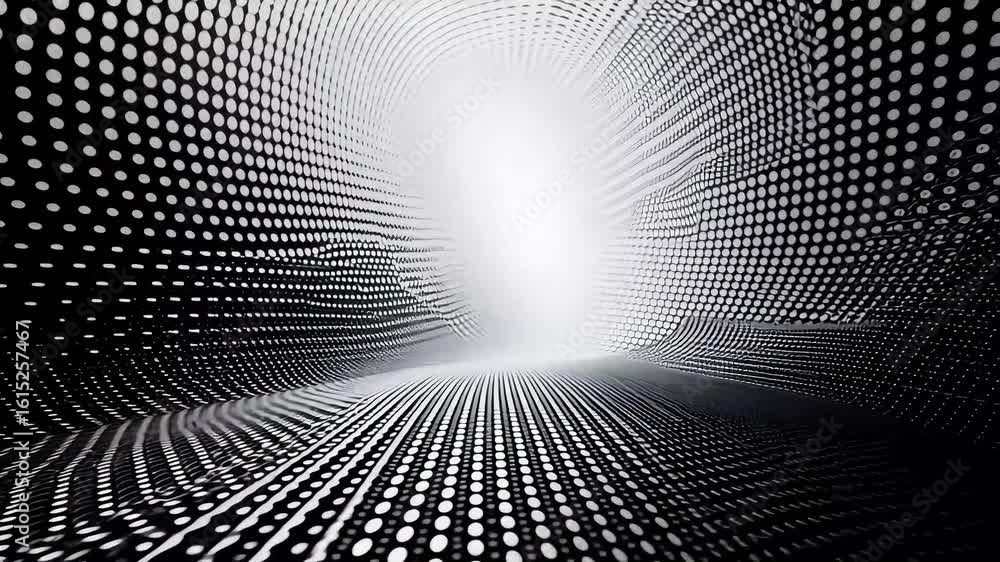 Poster abstract black and white tunnel dots background animation motion graphics visualization design