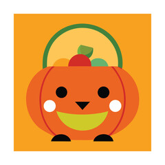 Pumpkin Holding Candy Bucket for Thanksgiving
