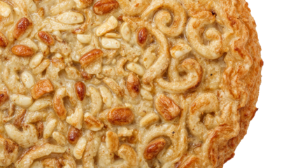 Closeup of korean pine nut cookie yakgwa with honeyglazed texture