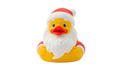 Festive santa duck figurine in holiday attire  cute christmas decoration