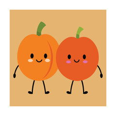 Smiling Pumpkin Pair Holding Hands Vector