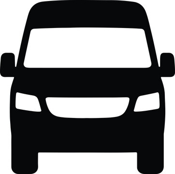 Silhouette front view of van vehicle vector illustrator