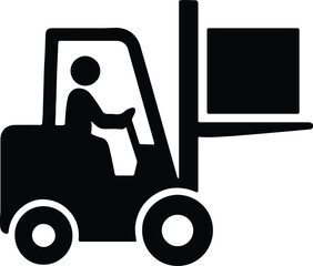 Silhouette forklift truck carrying box icon delivery vehicle vector illustrator © Tamjida Alam