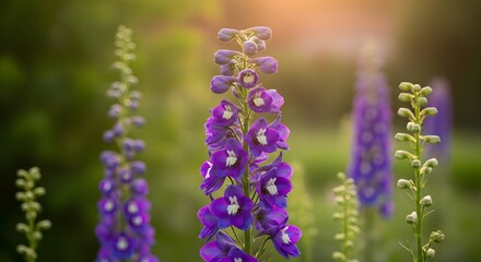 Purple Larkspur Flower in Sunlight