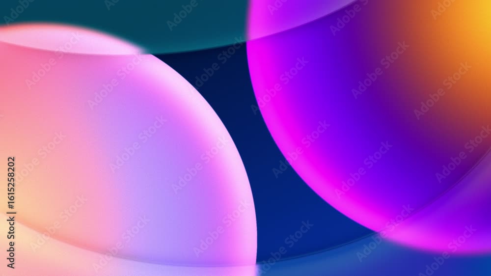 Poster an animation of two vibrant colored circles is slowly closing in on each other, and are slowly cover