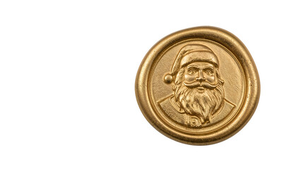 Golden santa claus wax seal isolated on isolated background for festive holiday design