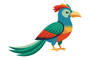 Vector illustration of a vibrant cartoon parakeet, also known as a budgie, featuring bright blue and yellow plumage with green feather detailing.