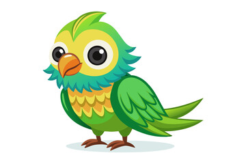 Vector illustration of a vibrant cartoon parakeet, also known as a budgie, featuring bright blue and yellow plumage with green feather detailing.
