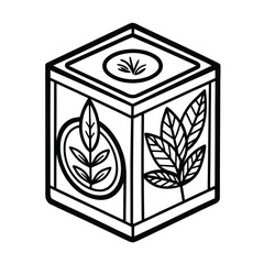 Gourmet herb blend spice box packaging design with black outline