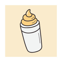 Soft Baby Cream Tube Sketch in Minimal Style