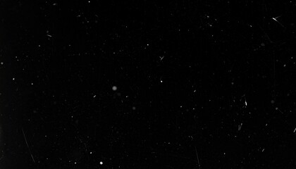 Overlay texture emulating old 8mm film with floating dust particles, hairline scratches, and occasional flicker. Black background with transparent film effects suitable for vintage and retro-style