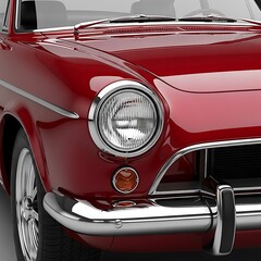 Shiny red vintage automobile front detail classic