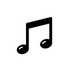 Isolated black sixteenth note on a white background silhouette