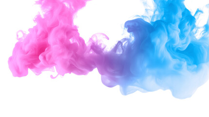 Abstract blue pink colorful smoke isolated on white background