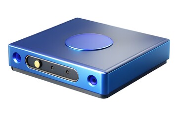 Fototapeta premium Compact blue electronic device with circular top accent
