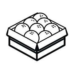 Traditional japanese mochi dessert box outline illustration