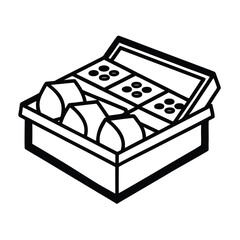 Keto chocolate snack box black outline vector illustration