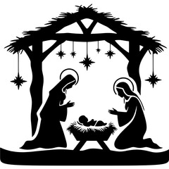 Holy Nativity Silhouette Vector for Christmas Holiday and Religious Branding