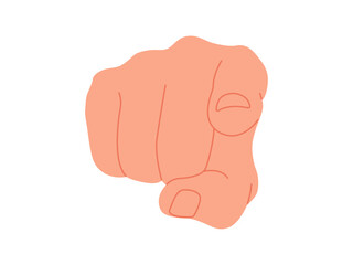 Pointing finger icon isolated on white background. Flat vector illustration with index pointing finger at the viewer