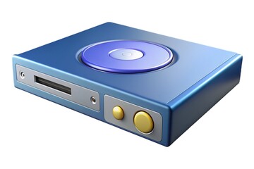 Fototapeta premium Retro blue portable cd player with yellow buttons