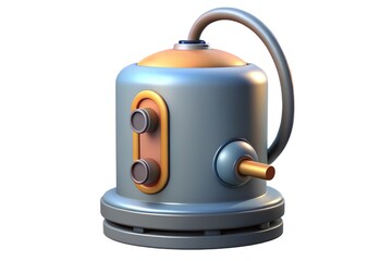 Retro futuristic steampunk boiler with curved pipe