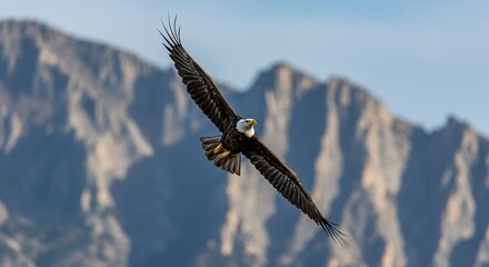 Eagle Soaring Above Mountain Majestic Aerial Wildlife