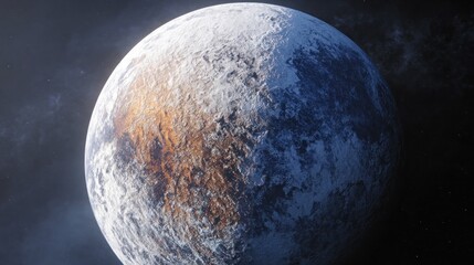 Naklejka premium Frozen alien planet in space