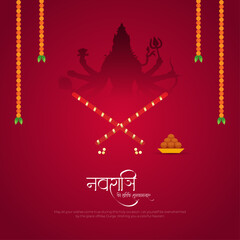 Happy  Navratri pooja post and greeting card Indian Goddess Druga, Subh Navratri red background. vector illustration of women Navratri design