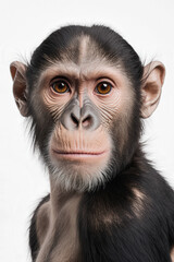 Monkey's Portrait: A striking portrait of a young chimpanzee, its intelligent eyes and expressive face conveying a sense of curiosity and alertness. Capturing its natural charm.