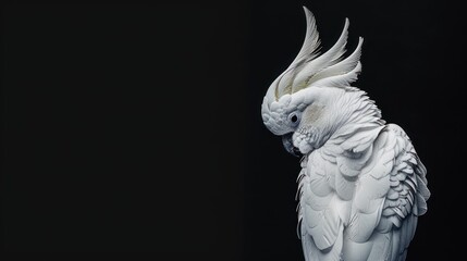 White cockatoo portrait against black background