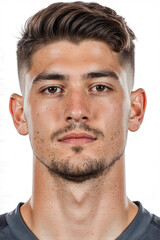 Fototapeta premium Intense Portrait: A captivating portrait showcases a focused man with striking features, exuding an aura of strength and determination.