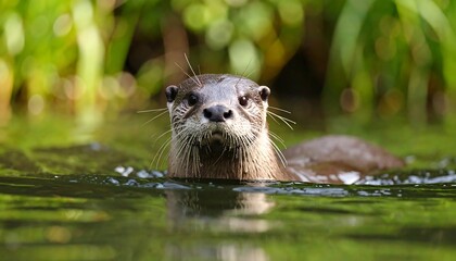 Otter swimming in a river