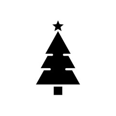 Obraz premium Simple black christmas tree with star on the top silhouette