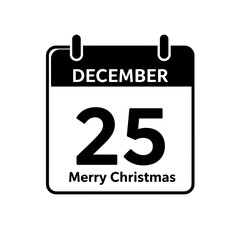 Fototapeta premium December twenty fifth christmas calendar reminder silhouette