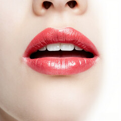 Fototapeta premium close up of a woman applying lipstick