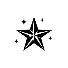 Obraz premium Black star with smaller stars on a white background silhouette
