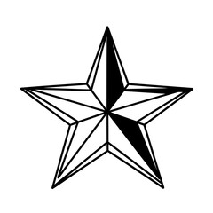 Stylized five pointed star with partial fill design silhouette