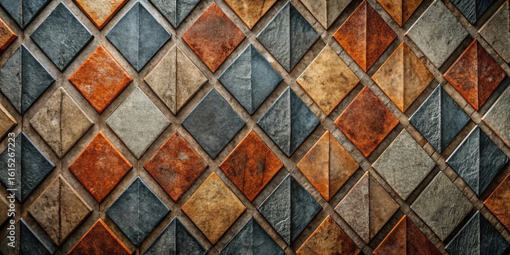 Poster diamond tile pattern background with rustic texture for interior design and decoration