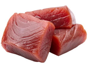 Fresh tuna fish steaks isolated on transparent background