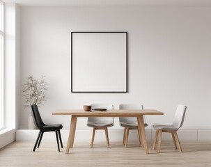Modern dining room with blank art