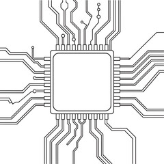 Obraz premium Futuristic Symmetrical Circuit Board Vector Design – Abstract Technology Background, circuit board, motherboard , processor 