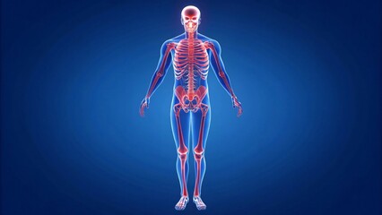 Human Body Anatomy - Skeleton and Vascular System Diagram